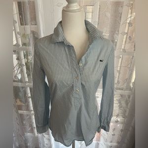 Vineyard Vines Pullover Half Button Up Gingham Top